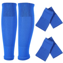 Kisangel 2Pairs Soccer Socks Leg Sleeves Adult Shin Guard Holders Compression Leg Sleeves Football Leg Sleeves for Training and Matches