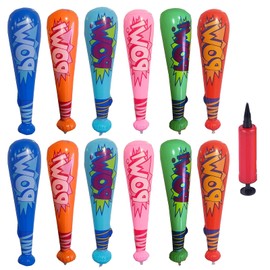 FILOEEX Inflatable Baseball Bat,6 Colors Baseball Party Favors Decorations,17 Inch Inflatable Toy Bats with 1 Pump for Carnival Birthday Swimming Pool Baseball Theme Party Favors,12 Pcs