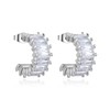 14K Gold Plated Emerald Cut CZ Hoop Earrings, Cubic Zirconia