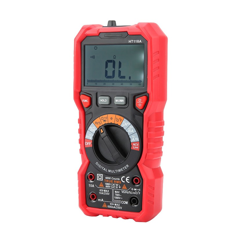 HT118A Handheld Digital Multimeter AC/DC Volt Amp Ohm Capacitance Hz
