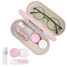 Eyeglass Case Double Sided Travel Size Cute Portable Contact Lens Box 2 in 1 Multifunction With Tool for Daily Outdoor Office