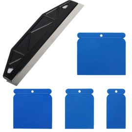 Toumdafine 5-Piece Paint Trim Guard, 12 Inch Paint Edging Tool, Stainless Steel Paint Shield with 4 Plastic Scrapers, for Paint Smearing Repairing Cutting Wallpaper (Blue)