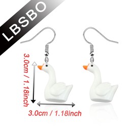 CENWA Stainless Steel Dangle Earrings - Goose Game Lover Gift - Animal Dangle Earrings