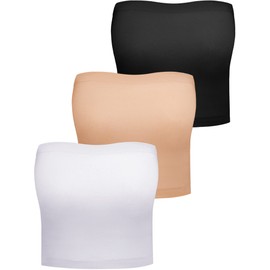 brasier bandeau sin tirantes, sin relleno, elástico, sin mangas, sin tirantes, para mujeres y niñas, Negro, Blanco, Beige, M