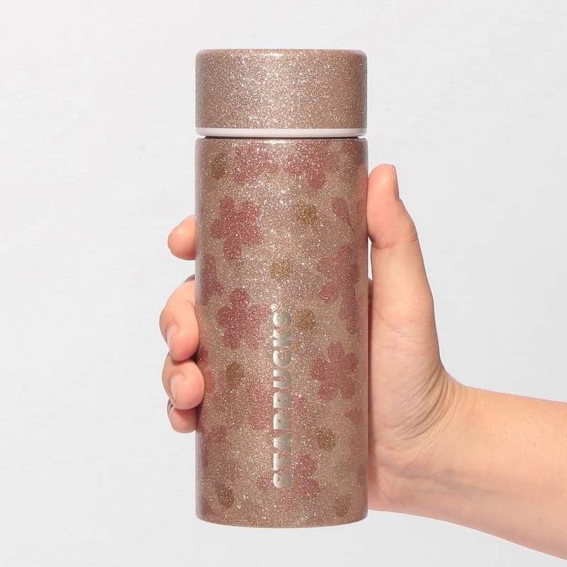 SAKURA 2026 Stainless Steel Bottle Glitter Pink Beige 355ml
