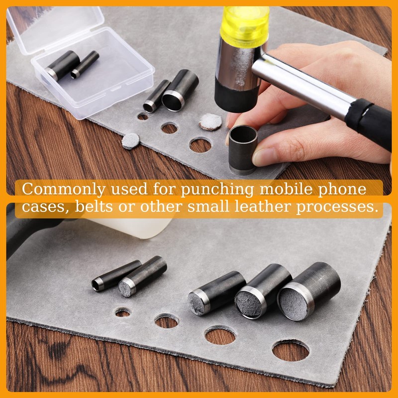 Veroave 5 Sizes Leather Hole Punch, Hollow Punch Cutter Tool