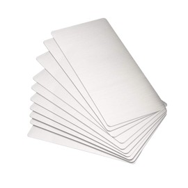 sourcing map Blank Metal Card 80x40x0.4mm Brushed 201 Stainless Steel Plate for DIY Laser Printing Engraving Silver Tone 15 Pcs