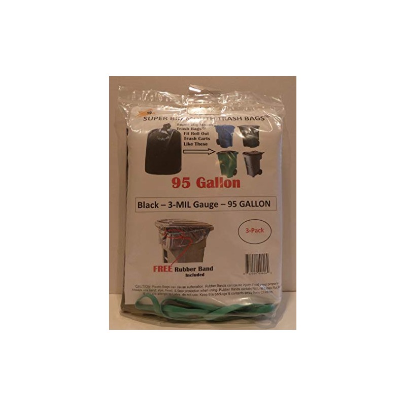 95 Gallon Super Big Mouth Trash Bags 3-Pack Plus 1