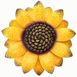 EASICUTI Sunflower Metal Flowers Wall Decor Metal Wall Art Decorations Hanging for Indoor Outdoor Home Bathroom Kitchen Dining Room Bedroom Living Room Or Wall Sculptures 12 Inch