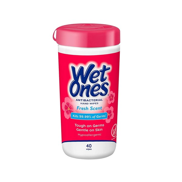 WET ONES Antibacterial Hand Wipes, Fresh Scent 40 ea (Pack of 8)