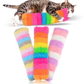 dellyy 3 Stück Spielzeug für Interaktiven Spielspaß Drinnen, Katzenminze Spielzeug Wiederbefüllbar, Katzenminze Spielzeug Nachfüllbar für ​Katze Zu Spielen Beißen (Regenbogens)