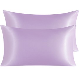 NTBAY Silk Satin Pillowcases - Satin Pillowcase for Hair and Skin, Pillow Cases 2 Pack with Envelope Closure, 50x90 cm, Light Purple
