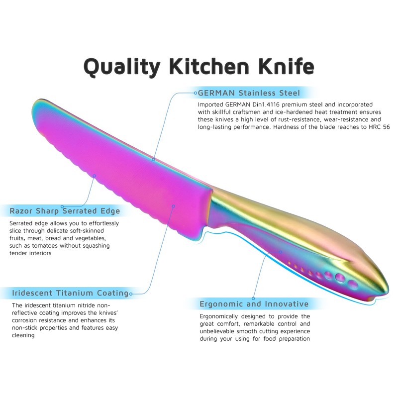 WELLSTAR Sandwich Knife, 6 inch Serrated Utility Knife High Carbon