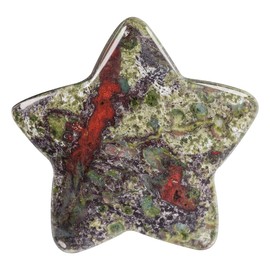KYEYGWO KYEYGWO 1.2" Carved Healing Crystal Star Stone Reiki Tumbled Polished Pocket Palm Worry Stone for Meditation Yoga Energy Balance, Pack of 6 Dragon Blood Stone