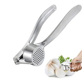 NZM Garlic Press - 304 Stainless Steel Garlic Mincer & Crusher, Heavy Duty, Easy Squeeze, Rust Proof, Easy Clean - Garlic Press for Kitchen, Ginger Peeler Garlic Crusher