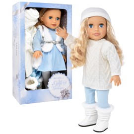 Gift Boutique 18 Inch Girl Doll with Clothes Set in Gift Box, Fashion Doll with Beautiful Long Blond Hair Blue Eyes with 2 Outfits, Boots and Accessories Princess Doll for Girls and Kids
