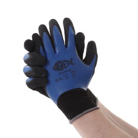 Magnetar Waterproof Gloves XL - Non-Slip Grip - Black and Blue - Extra Thick Coating - Tight Fit - Nylon and Latex - Ideal for Magnetic Fishing
