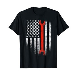 American Flag Mechanic Wrench Shirt Patriotic Car Van Tank T-Shirt