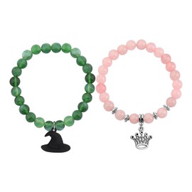 BEKECH Friendship Gift Jewelry Elphaba Galinda Friendship Bracelets Crown Witch Hat Bracelets BFF Couples Accessories (GREEN)