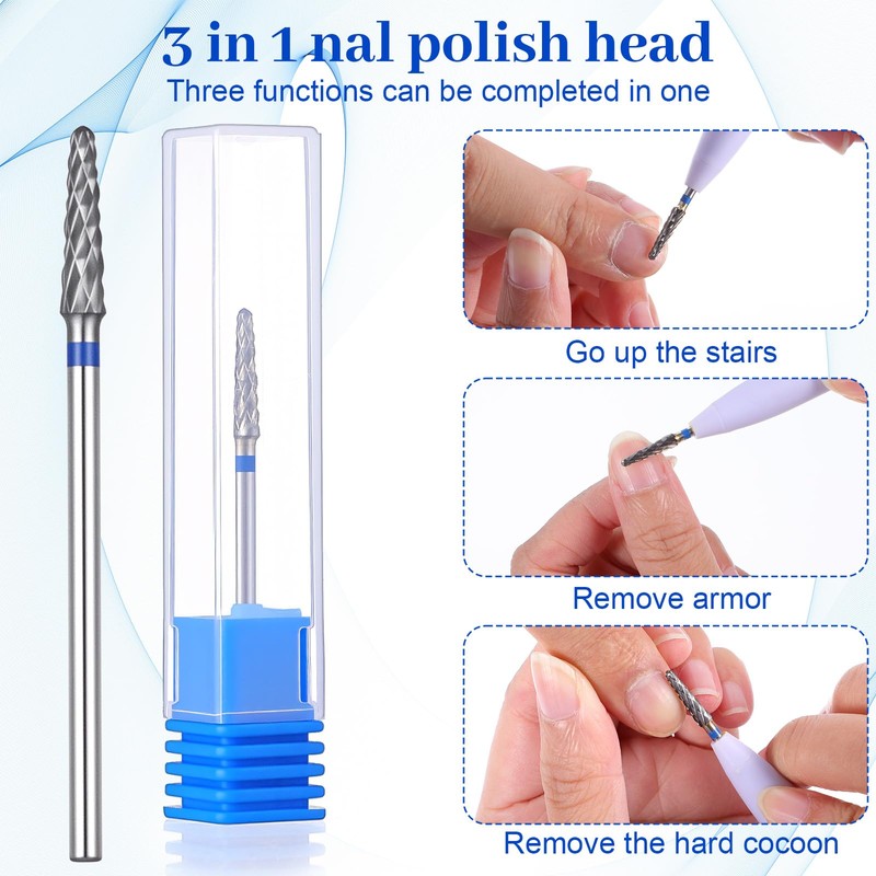 TIESOME 2Pcs 3/32" Nail Drill Bits Set, Professional Tungsten Nail