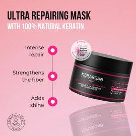 Kerargan Ultra Repairing Keratin Hair Treatment for Damaged and Stressed Hair - Strengthens, Smoothes and Protects - Sulphate Free, GMO Free, Mineral Oil Free - 250ml