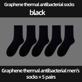 Graphene thermal insulation and antibacterial sock,Men's sweat-absorbent, breathable and quick-drying long sports hiking and running socks - Color: Five pairs/black