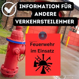 Fire Brigade Suction Cup Sign 10 x 12 cm - Olanmarp High Quality Sign for Marking Vehicles | Easy to Apply & Removable Without Residue - Made in EU