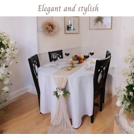EVALYN EVE Beige Table Runner Cheesecloth Table Runner with 2 Flower Ribbons Sheer Table Runner Gauze Table Runner Rustic Table Runner Easter Table Runner Table Runners 72 Inches Long