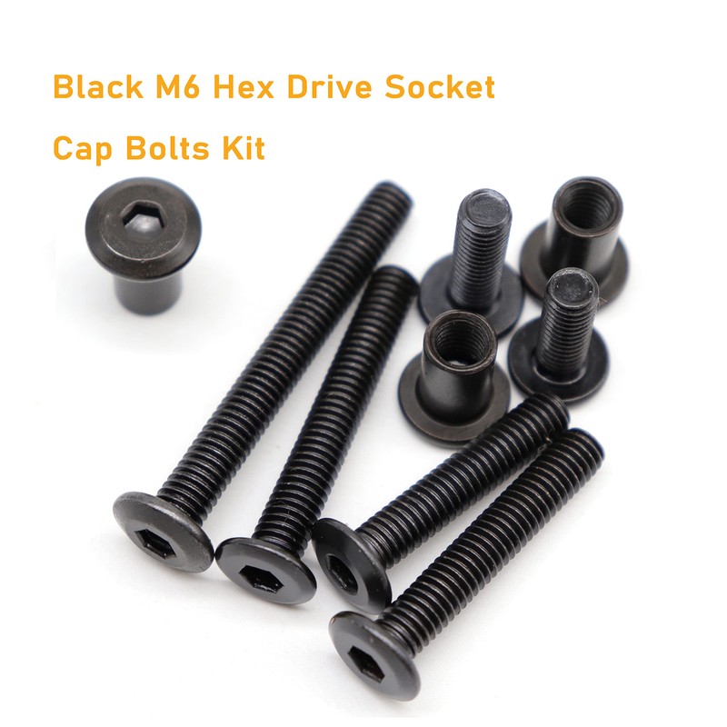 binifiMux 114pcs Black M6 Hex Drive Socket Cap Bolts Assortment