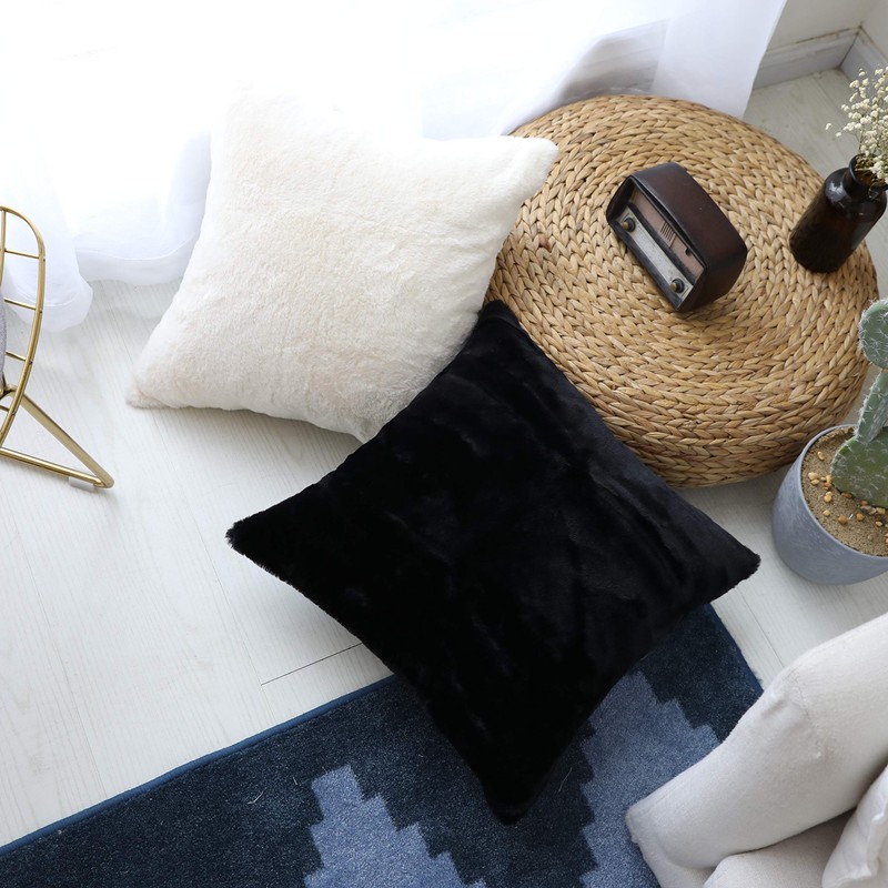 Home Brilliant Set of 2 Plush Cushion Covers Square Large