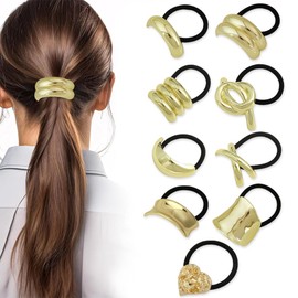 FFWTPY 9 Pcs Hair Accessories Gold Hair Accessories für Women Hair Ponytails Accessoires Blac Braids Fashion Golden für Frauen und Mädchen Dickes Dünnes Lockiges