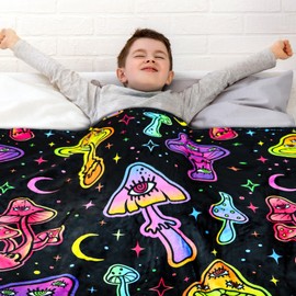 Mushroom Fleece Blanket Throw Blanket for Couch Mushroom Gifts for Women Soft Cozy Fuzzy Plush Bed Blankets & Throws,Stuff Gifts for Mushroom Lovers Couch Living Room Decor Gifts for Kids Adults