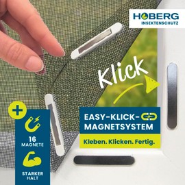 Hoberg Hoberg Fliegengitter fr Fenster mit Pollenschutz | Moskitonetz zuschneidbar bis 150x130 cm | Einfache Montage mit 16 starken Magneten - Insektenschutz ohne Bohren, Schrauben & Klebereste [2 Stck]