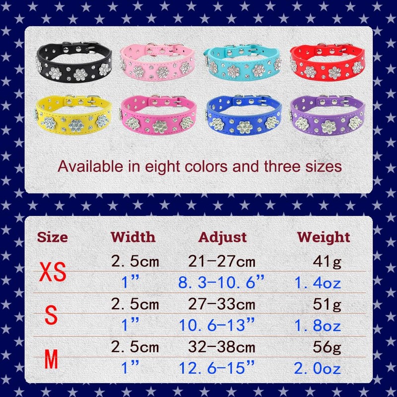 Rhinestone Flower Dog Collar - Sparkling Leather Pet Collar -