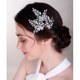 Chargances 3pcs Rhinestone Flower Wedding Hair Pins Crystal Bridal Hair Pins Handmade Bridal Hair Accessories for Women Girls Bridesmaids (Rose Gold)