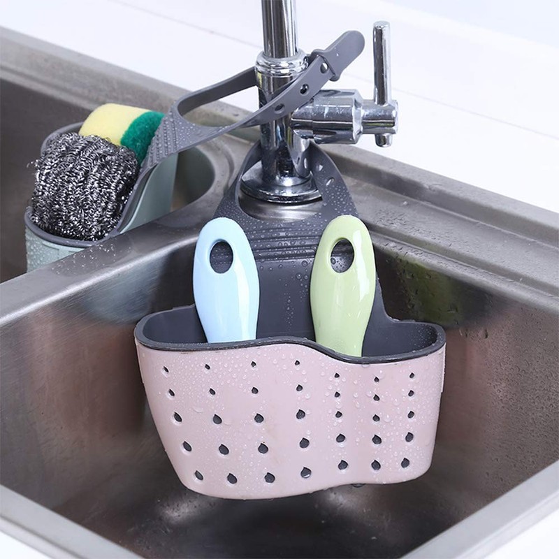 Kitchen Sink Caddy Sponge Holder Silicone Plastic Soap Holder Hanging