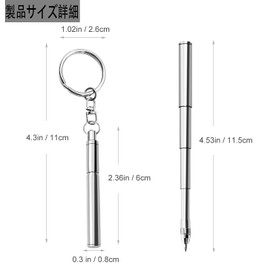 LeTradeJP Mini Short Ballpoint Pen Strap Keychain Mini Ballpoint Pen Stainless Steel Retractable Small Lightweight
