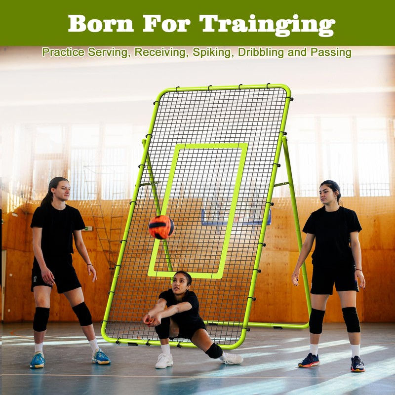 Nandae Adjustable Volleyball Rebounder Net 7x4 FT, Steel Frame &