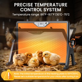 Chicken Coop Heater, 180 W Efficient Dual-Heating Chicken Heater Built-in Thermostat | Cycle Mode | Light, Remote Control Chick Heater for coop, Adjustable Chicken Warmer for Poultry, UL-Compliant