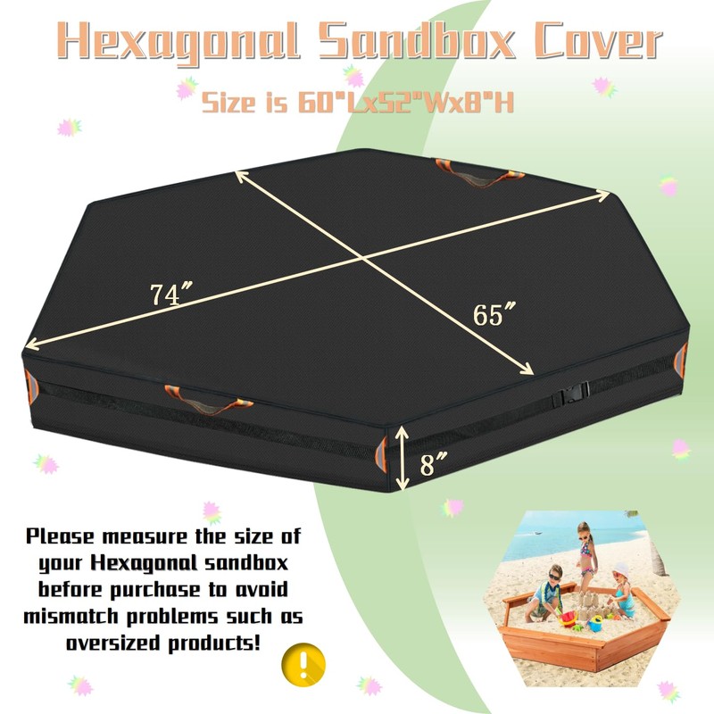 Outdoor Hexagonal Sandbox Cover with Two Night-Vision Reflective Handles and
