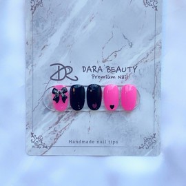 Dara Beauty August Art of the MonthBlackpink Ribbon Nail❣ - Not selected / 다라뷰티 8월 이달의아트블랙핑크 리본네일❣ - 선택안함