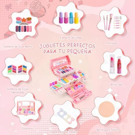 Maquillaje Para Niñas, Estuche De Pinturas Lavable, Set De Maquillaje Para Niñas, Juguetes De Princesas De Simulación, Paleta De Colores De Varios Niv