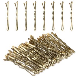 Amabro Pack of 50 Mini Hair Pins, Gold, 3.5 cm Small Wavy Hair Pins, Metal Hair Pins for Women, Girls, Children, Bun Long Straight Curly Hair, All Hair Types (Gold)