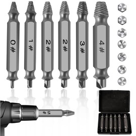 6Pcs Damaged Screw Extractor Set S2 Alloy Steel Stripped Screw Extractor Kit Drill Bit Tools Set for Broken Bolt Extractor Easily Take Out Broken Screw Remover Stripped Screw Demolition Tool