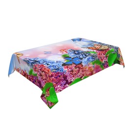 GSRONY Decorative Rectangle Table Cloths Spring Butterfly Lilac Flowers Hello Summer Tablecloth Table Cover for Dining/BBQ/Picnic/Coffee Table 52 X 70 Inches