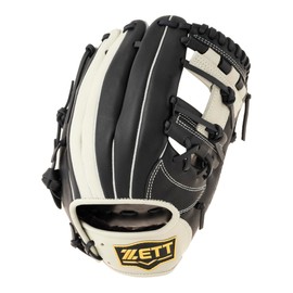 Zett BRGB35520Z Fine Play All-Round Baseball Gloves, Black x Gray, Right Throw Size: 4