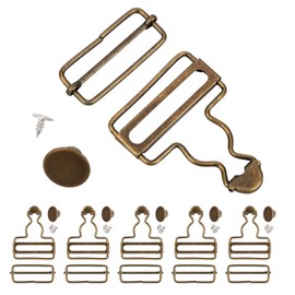 6 Sets Overall Buckles, 1-1/2" Overall Clasp Clips Replacement Dungaree Fastener with Adjustable Slide Buckle and Buttons Gourd Buckle Bib Overall Strap Hooks for DIY Sewing Accessories