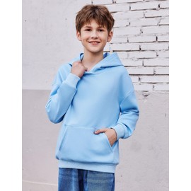 Arshiner Boys Hooded Sweatshirt Fleece Pullover Long Sleeve Warm Hoodies with Pocket for Kids 5-14 Years Light Blue