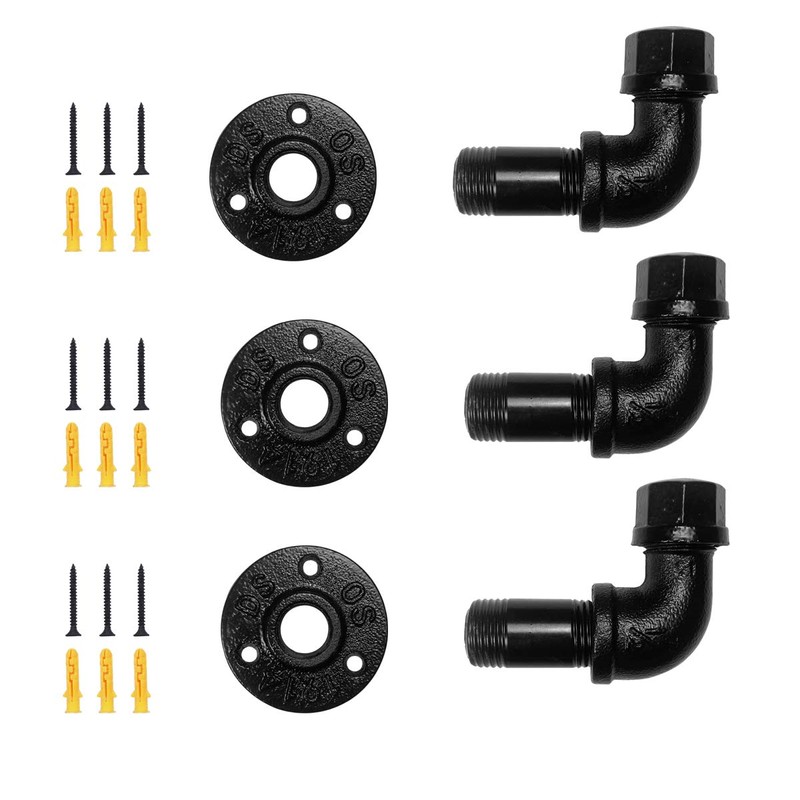 MINCORD 3Pcs Industrial Pipe Decor Coat Hook Racks - Heavy