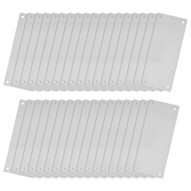 sourcing map Stainless Steel Blank Tags, 80 x 30mm Rectangle Engraving Blanks Card with 4 Hole for Machine Nameplate DIY Label Tag, 35Pcs (Silver Tone)